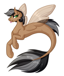 Size: 2238x2679 | Tagged: safe, artist:amazing-artsong, oc, oc only, pegasus, pony, seapony (g4), clothes, dorsal fin, female, fin wings, fish tail, flowing tail, gray mane, green eyes, high res, seaponified, see-through, simple background, smiling, solo, species swap, tail, tongue out, transparent background, wings