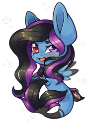 Size: 452x631 | Tagged: safe, artist:ak4neh, oc, oc only, oc:alpha jet, pegasus, pony, seapony (g4), big ears, blushing, chibi, dorsal fin, female, fish tail, flowing tail, heterochromia, looking at you, open mouth, seaponified, simple background, solo, species swap, tail, transparent background, wings