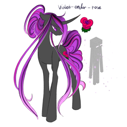 Size: 2047x2048 | Tagged: safe, artist:damayantiarts, oc, oc only, oc:velvet-ender-rose, enderman, enderpony, pony, unicorn, high res, long mane, minecraft, ponified, simple background, skinny, solo, thin, white background