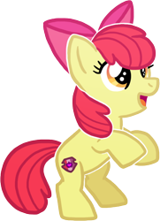 Size: 590x817 | Tagged: safe, artist:heartinarosebud, apple bloom, earth pony, pony, g4, adorabloom, cute, female, filly, open mouth, open smile, rearing, smiling, solo, standing on two hooves