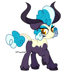 Size: 2000x2000 | Tagged: safe, artist:renhorse, oc, oc only, hybrid, pony, female, high res, horns, simple background, solo, transparent background