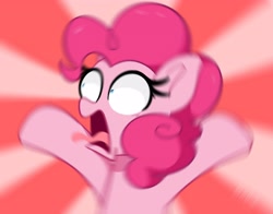 Size: 3907x3070 | Tagged: safe, alternate version, artist:kittyrosie, pinkie pie, earth pony, pony, 28 pranks later, g4, cute, diapinkes, ear fluff, faic, high res, open mouth, panic, radial blur, scene interpretation, screaming, solo, tongue out