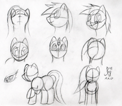 Size: 892x776 | Tagged: safe, artist:srmario, oc, oc only, earth pony, pony, bust, earth pony oc, expressions, grin, lineart, monochrome, signature, sketch, smiling