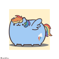 Size: 2000x2000 | Tagged: safe, artist:lexiedraw, rainbow dash, pegasus, pony, g4, :3, high res, pusheen, simple background, solo