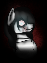 Size: 629x843 | Tagged: safe, artist:aonairfaol, earth pony, pony, clothes, jeff the killer, male, meme, ponified, smiling, stallion