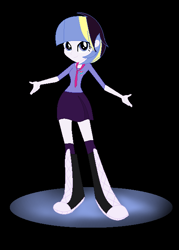 Size: 472x660 | Tagged: safe, artist:aonairfaol, oc, oc only, oc:horizon guard, equestria girls, g4, base used, black background, clothes, female, offspring, parent:flash sentry, parent:twilight sparkle, parents:flashlight, simple background, solo