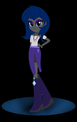 Size: 398x626 | Tagged: safe, artist:aonairfaol, oc, oc only, oc:diamond runner, equestria girls, g4, base used, bedroom eyes, black background, boots, clothes, eyelashes, female, high heel boots, offspring, parent:rarity, parent:unnamed oc, parents:canon x oc, shoes, simple background, solo