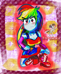 Size: 3000x3600 | Tagged: safe, artist:kamikiku, rainbow dash, equestria girls, g4, my little pony equestria girls, blushing, breasts, busty rainbow dash, clothes, cutie mark, cutie mark on clothes, fall formal outfits, female, high res, sleeveless, solo