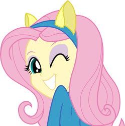 Size: 3000x3013 | Tagged: safe, artist:cloudy glow, fluttershy, equestria girls, g4, my little pony equestria girls, adorasexy, beautiful, beautisexy, cute, grin, high res, looking back, one eye closed, sexy, shyabetes, simple background, smiling, solo, transparent background, vector, wink