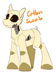 Size: 800x1074 | Tagged: safe, artist:redxbacon, oc, oc only, oc:cotton swab, pony, robot, robot pony, fallout, fallout 4, solo, synth