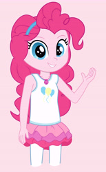 Size: 6412x10442 | Tagged: safe, artist:nightdrawing21, pinkie pie, equestria girls, g4, my little pony equestria girls: better together, clothes, cute, cutie mark, cutie mark on clothes, diapinkes, female, geode of sugar bombs, girly, magical geodes, outfit, preteen, rah rah skirt, skirt, smiling, solo, tank top, vector, younger