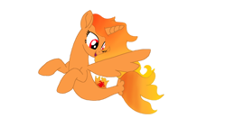 Size: 1280x720 | Tagged: safe, artist:moonlight0619, oc, oc only, alicorn, pony, seapony (g4), base used, dorsal fin, female, fin wings, fish tail, flowing mane, flowing tail, orange mane, red eyes, seaponified, simple background, smiling, solo, species swap, tail, transparent background, wings