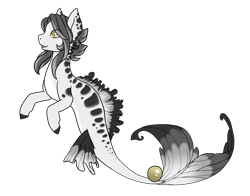 Size: 1024x802 | Tagged: safe, artist:lordofthefuzzys, oc, oc only, merpony, seapony (g4), dorsal fin, female, fish tail, flowing tail, gray mane, pearl, simple background, smiling, solo, tail, transparent background, yellow eyes