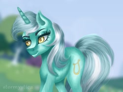 Size: 1288x962 | Tagged: safe, artist:stormystica, lyra heartstrings, earth pony, pegasus, pony, g4, digital art, digital painting, medibang paint, ponyville, solo