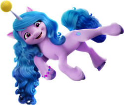 Size: 7044x5984 | Tagged: safe, izzy moonbow, pony, unicorn, g5, my little pony: a new generation, official, absurd resolution, ball, female, horn, hornball, izzy's tennis ball, mare, rotated, simple background, solo, tennis ball, transparent background