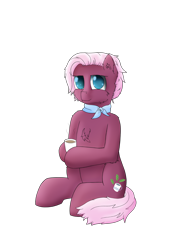 Size: 3000x4000 | Tagged: safe, artist:donnik, jasmine leaf, earth pony, pony, g4 mega collab, g4, clothes, cup, food, scarf, simple background, sitting, solo, tea, transparent background