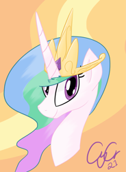 Size: 1697x2303 | Tagged: safe, artist:cycrus, princess celestia, alicorn, pony, g4, abstract background, bust, female, mare, solo