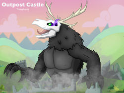 Size: 2732x2048 | Tagged: safe, artist:lordshrekzilla20, kaiju, fanfic:the one true king, baphomet, castle, dark magic, fanfic art, godzilla (series), godzilla: king of the monsters 2019, high res, magic, story included, trotsylvania