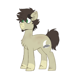 Size: 600x600 | Tagged: safe, artist:dippchip, oc, oc only, oc:khaki (dippchip), earth pony, pony, chest fluff, dirty, facial hair, male, simple background, solo, stallion, white background