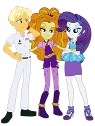 Size: 1069x1409 | Tagged: safe, artist:3d4d, artist:maretrick, artist:mit-boy, artist:seahawk270, adagio dazzle, ragamuffin (g4), rarity, equestria girls, g4, adagamuffin, adagity, crossed arms, female, grin, hand on hip, lesbian, lesbian in front of boys, male, polyamory, rarimuffin, rarity peplum dress, shipping, simple background, smiling, straight, transparent background, trio