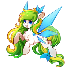 Size: 2048x2048 | Tagged: safe, artist:左左, oc, oc only, oc:tea fairy, earth pony, pegasus, pony, chinese, female, fluffy, high res, mascot, pegasus oc, simple background, solo, wings