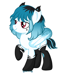 Size: 1280x1447 | Tagged: safe, artist:tenderrain-art, oc, oc only, oc:midnight grim, bat pony, pony, clothes, female, mare, simple background, socks, solo, transparent background