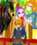 Size: 1400x1700 | Tagged: safe, artist:foxgearstudios, adagio dazzle, aria blaze, sonata dusk, oc, human, pony, equestria girls, g4, abstract background, bust, clothes, duo, female, gloves, humanized, male, the dazzlings