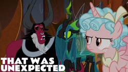 Size: 1280x720 | Tagged: safe, edit, edited screencap, editor:quoterific, screencap, cozy glow, lord tirek, queen chrysalis, alicorn, centaur, changeling, changeling queen, pegasus, pony, taur, g4, season 9, the ending of the end, alicornified, cozycorn, female, filly, male, open mouth, race swap, ultimate chrysalis