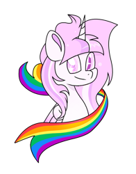 Size: 417x533 | Tagged: safe, artist:goldlines005, oc, oc only, alicorn, pony, alicorn oc, bust, commission, gay pride flag, horn, pride, pride flag, simple background, smiling, solo, starry eyes, transparent background, wingding eyes, wings, ych result