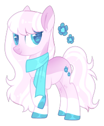 Size: 1635x1972 | Tagged: safe, artist:lilywolfpie, oc, oc only, earth pony, pony, clothes, female, mare, offspring, parent:double diamond, parent:fleur-de-lis, scarf, solo