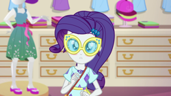 Size: 1920x1080 | Tagged: safe, screencap, rarity, equestria girls, equestria girls specials, g4, my little pony equestria girls: better together, my little pony equestria girls: spring breakdown, blushing, clothes, dress, solo, sunglasses