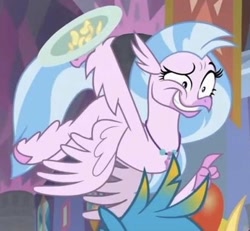 Size: 414x383 | Tagged: safe, screencap, silverstream, hippogriff, g4, season 9, she's all yak, cropped, faic, offscreen character, out of context, you look so weird