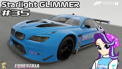 Size: 3840x2160 | Tagged: safe, artist:forzaveteranenigma, starlight glimmer, human, fanfic:equestria motorsports, equestria girls, g4, bmw, bmw m6, bmw m6 gtlm, car, forza motorsport 7, high res, human coloration, humanized, motorsport, racecar, racing suit, watermark