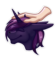 Size: 3000x4000 | Tagged: safe, artist:stirren, oc, oc only, pony, unicorn, bust, head pat, pat, petting, portrait, simple background, solo, sticker, transparent background