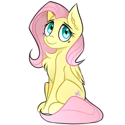 Size: 2611x2612 | Tagged: safe, artist:pointdelta, part of a set, fluttershy, pony, g4, chest fluff, cute, daaaaaaaaaaaw, ear fluff, high res, shyabetes, simple background, smiling, solo, white background