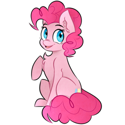 Size: 2647x2647 | Tagged: safe, artist:pointdelta, part of a set, pinkie pie, earth pony, pony, g4, chest fluff, ear fluff, high res, simple background, smiling, solo, white background