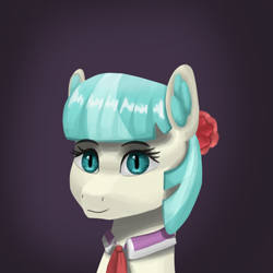 Size: 1000x1000 | Tagged: safe, artist:vezja, coco pommel, g4, bust, female, flower, mare, portrait, rose, simple background