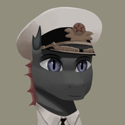 Size: 1000x1000 | Tagged: safe, artist:vezja, oc, oc:valery sablynx, changeling, bust, clothes, hat, hearts of iron, male, officer, portrait, soviet, uniform