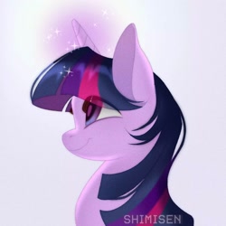 Size: 1700x1700 | Tagged: safe, artist:shimisen, twilight sparkle, pony, g4, bust, female, glowing horn, horn, mare, portrait, profile, solo