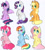 Size: 1280x1428 | Tagged: safe, artist:pointdelta, applejack, fluttershy, pinkie pie, rainbow dash, rarity, twilight sparkle, alicorn, earth pony, pegasus, pony, unicorn, g4, chest fluff, ear fluff, mane six, open mouth, sitting, smiling, spread wings, twilight sparkle (alicorn), wings