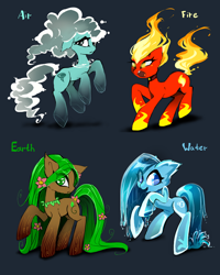 Size: 800x1000 | Tagged: safe, artist:skyeypony, oc, oc only, earth pony, elemental, pony, air, earth, fire, water