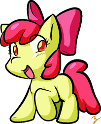 Size: 528x643 | Tagged: safe, artist:zutcha, apple bloom, earth pony, pony, g4, bow, female, filly, open mouth, open smile, simple background, smiling, solo, transparent background