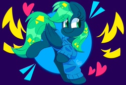 Size: 1200x810 | Tagged: safe, artist:wutanimations, oc, oc only, pegasus, pony, clothes, heart, smiling, solo, sweater