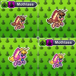 Size: 1280x1280 | Tagged: safe, artist:tony yotes, artist:yotes games, artist:yotesmark, oc, oc:mothlass, butterfly, butterfly pony, hybrid, moth, mothpony, original species, pony, battle gem ponies, bugpony, pixel art, pokémon, ponymon, solo