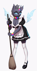Size: 2013x3867 | Tagged: safe, artist:mrscroup, oc, oc:trill, anthro, breasts, cleavage, clothes, high res, looking at you, maid, simple background, solo, white background