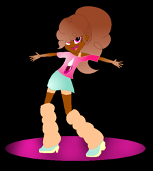 Size: 542x604 | Tagged: safe, artist:aonairfaol, oc, oc only, equestria girls, g4, base used, black background, clothes, dark skin, equestria girls-ified, female, high heels, offspring, parent:cheese sandwich, parent:pinkie pie, parents:cheesepie, shoes, simple background, skirt, smiling, solo