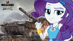 Size: 1920x1080 | Tagged: safe, artist:edy_january, edit, rarity, equestria girls, g4, fv215-183, geode of shielding, magical geodes, military, solo, tank (vehicle), wallpaper, wallpaper edit, world of tanks, world of tanks blitz