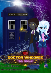 Size: 1280x1816 | Tagged: safe, artist:vanossfan10, doctor whooves, time turner, trixie, human, equestria girls, g4, book cover, cover, doctor who, doctor whooves the great, humanized, wattpad