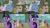 Size: 1280x720 | Tagged: safe, edit, edited screencap, editor:quoterific, screencap, apple bloom, honeyfish, orchid breeze, scootaloo, sky beak, sweetie belle, terramar, twilight sparkle, wind storm, alicorn, earth pony, hippogriff, pegasus, pony, unicorn, g4, my little pony: friendship is magic, season 8, surf and/or turf, apple bloom's bow, bow, cute, cutie mark crusaders, female, filly, hair bow, male, mare, open mouth, smiling, twiabetes, twilight sparkle (alicorn)