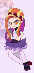 Size: 1397x3011 | Tagged: safe, artist:xxkerrysweetxx, sassy saddles, human, equestria girls, g4, my little pony equestria girls: rainbow rocks, alternate universe, badass, equestria girls-ified, humanized, microphone, no pupils, palindrome get, simple background, solo, spikes, zoom layer